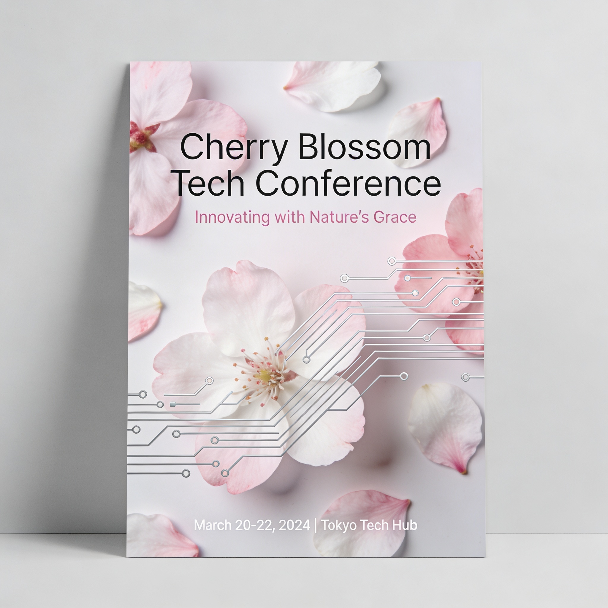 Design a key visual poster for a tech conference with date/venue overlay. example image