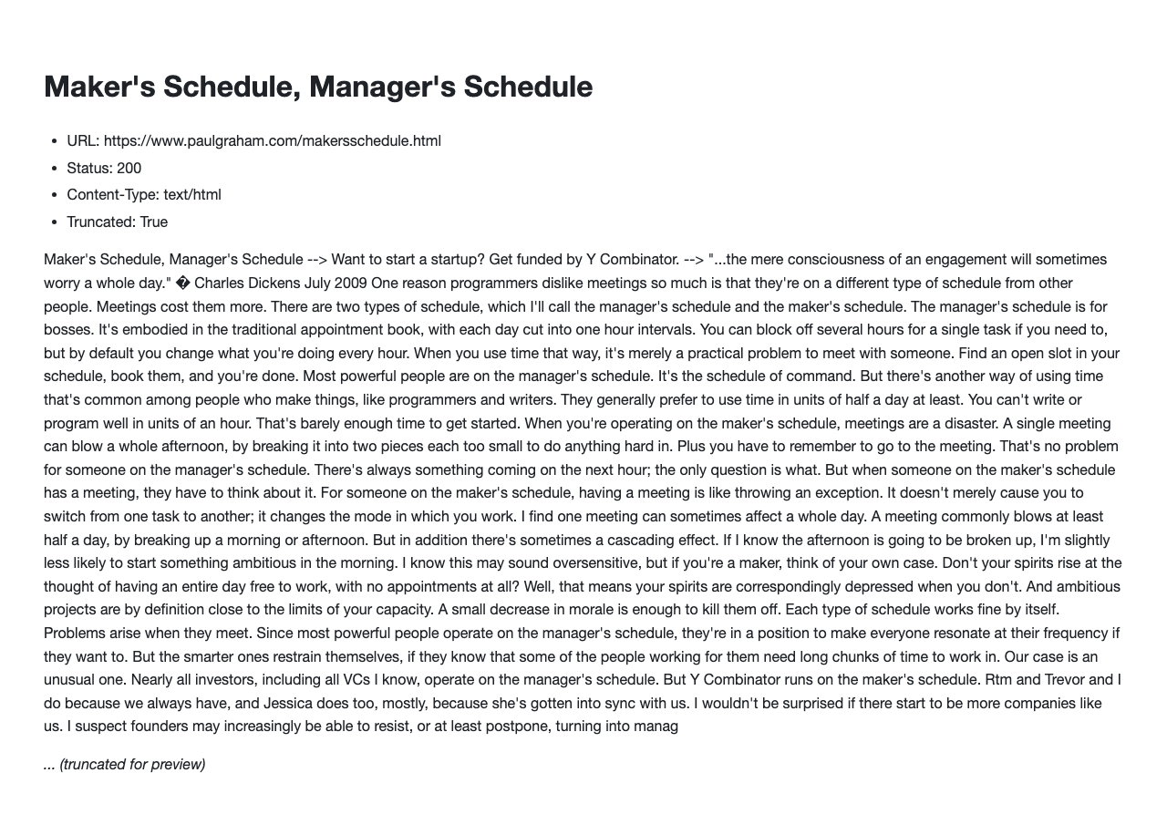 Fetch and extract clean main-text content from a public blog post URL. example image