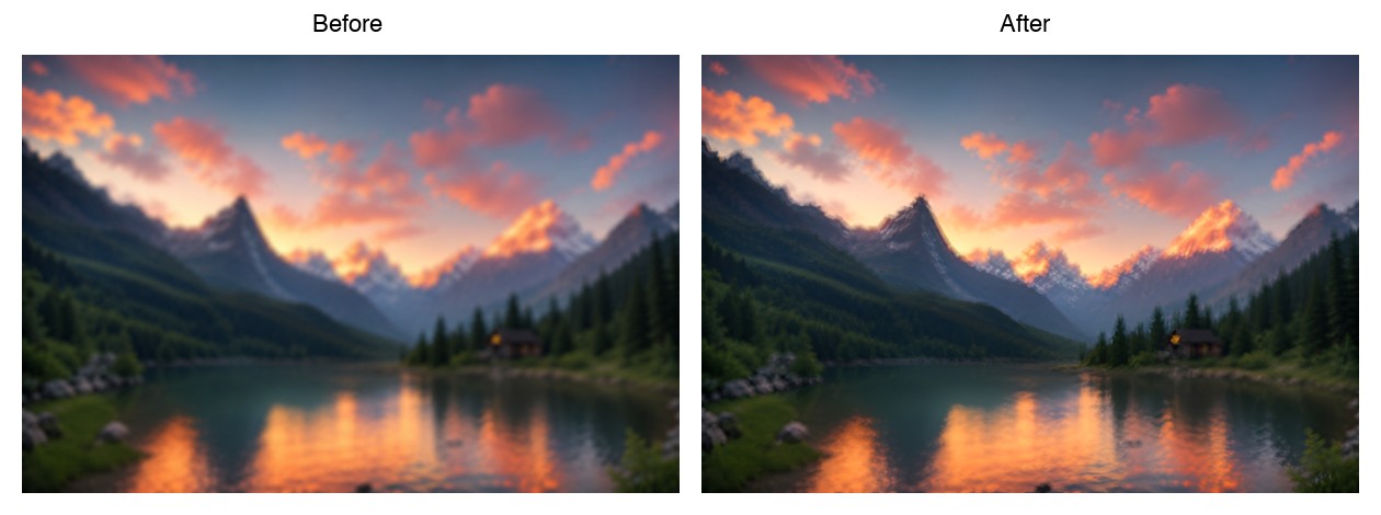 Upscale and sharpen a low-resolution landscape photo. example image
