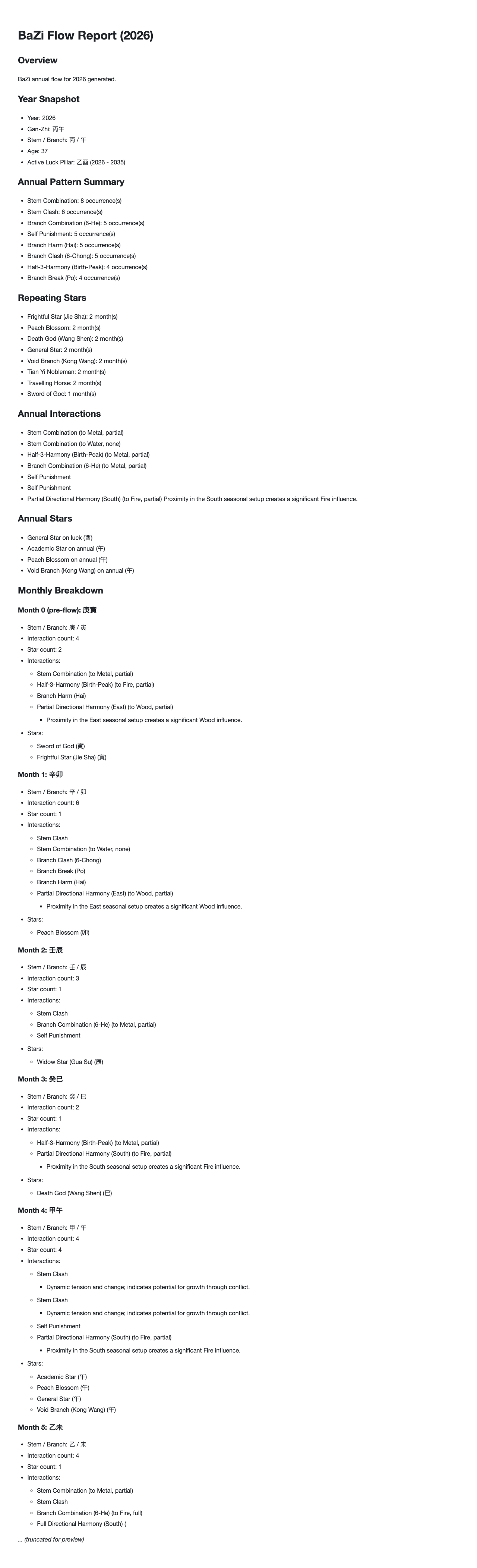 Read the 2026 annual BaZi luck flow for a male born May 20, 1990 in Beijing. example image